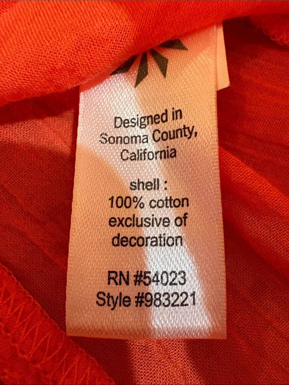 Athleta Med Bright Orange Gauzy Smocked-Waist Mini Sundress Scoop Neck BOHO - Picture 9 of 9